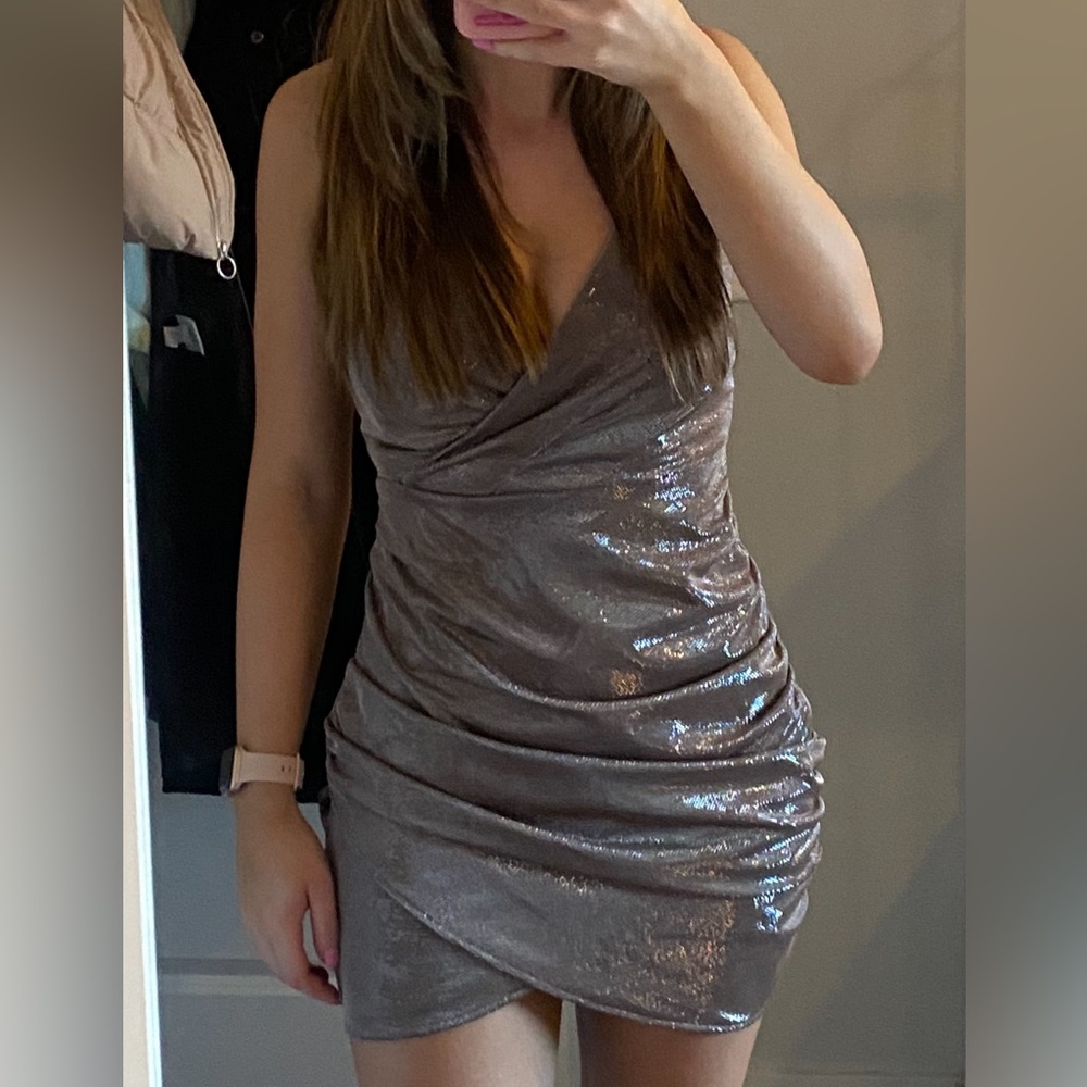 Ramy Brook Metallic Mini Dress in Shimmering Brown